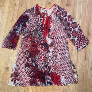 NWT Paradise red paisley swimsuit cover up L